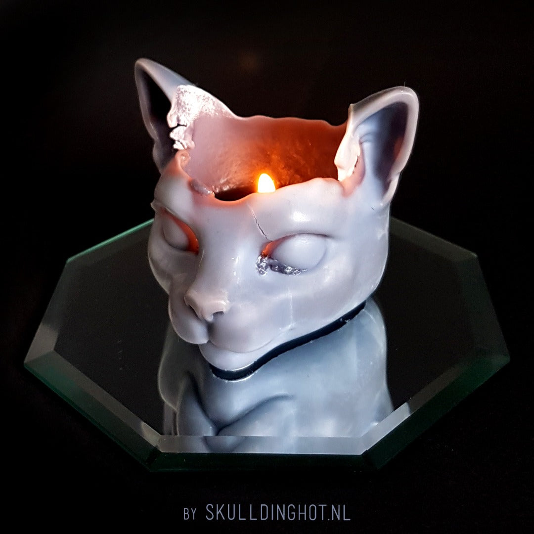 Cat candle white
