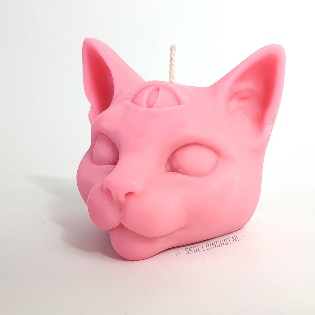 Cat candle pink