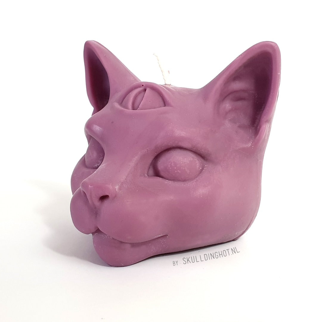 Cat candle purple
