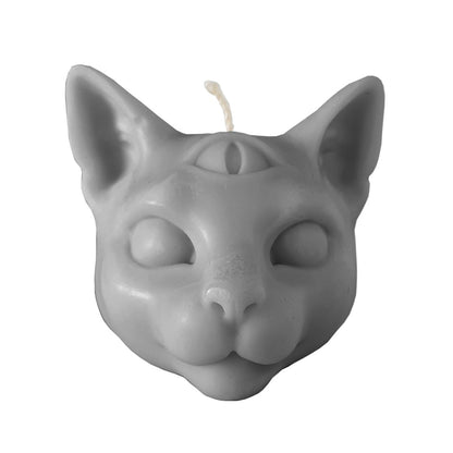 Gray cat candle