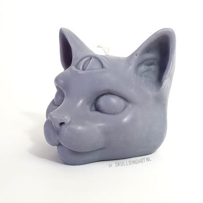 Gray cat candle